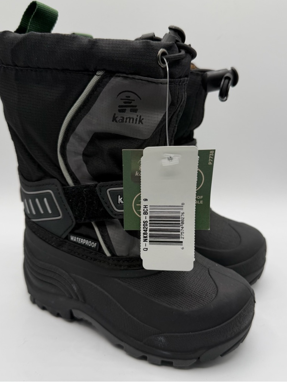 NWT Kamik Snow Boots Kids Size 9 Black Waterproof Insulated Winter NiteRays